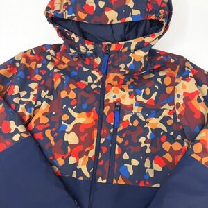 Marmot Kids Medium Hooded Insulated Winter Jacket Navy Multi Color Camo